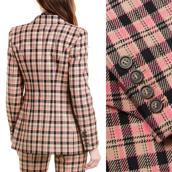 Michael Kors Collection - Plaid Wool Blazer - Rosewood - Picture 2 of 16